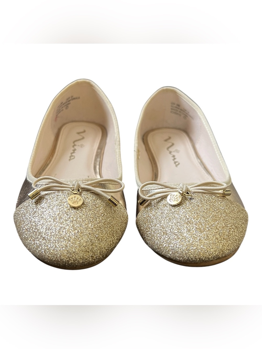 Nina Metallic Gold Girls Ballet Flats - Picture 6 of 7